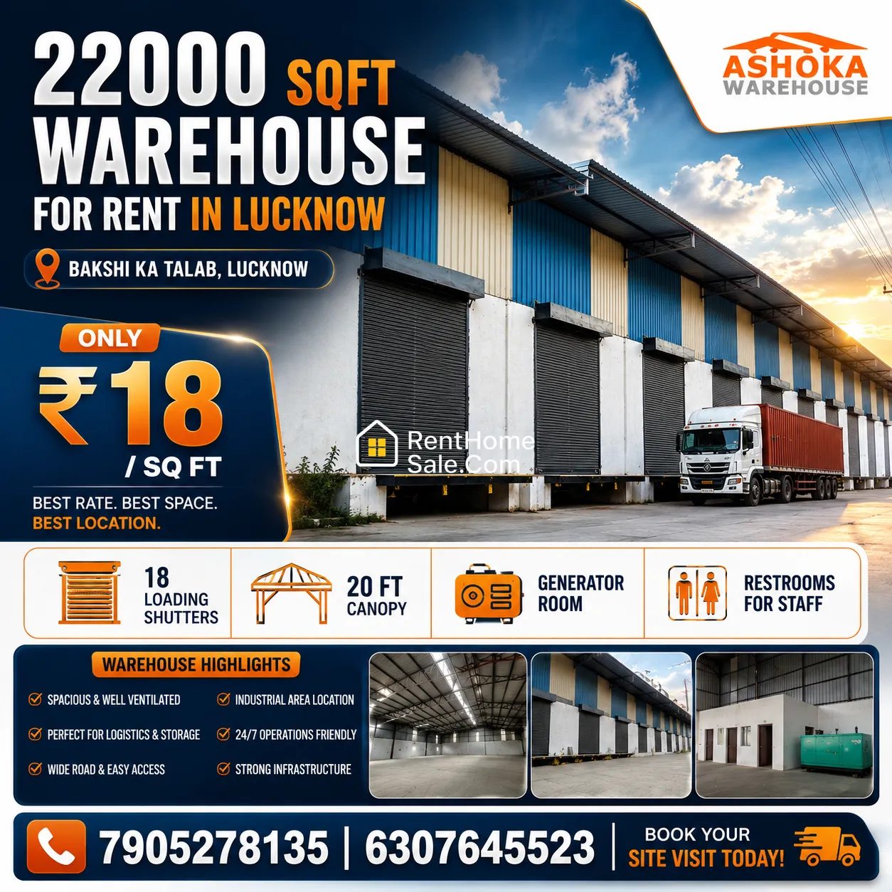 WareHouse Godown for Rent In Lucknow – 22000 sq. ft. on Sitapur Road, National Highway @ Rs. 18/sq. ft. WareHouse Godown for Rent In Lucknow – 22000 sq. ft. on Sitapur Road, National Highway @ Rs. 18/sq. ft.